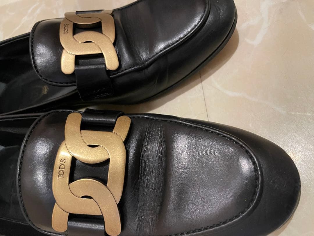 t*a様 TOD'S ブラック ローファー ゴールドチェーン