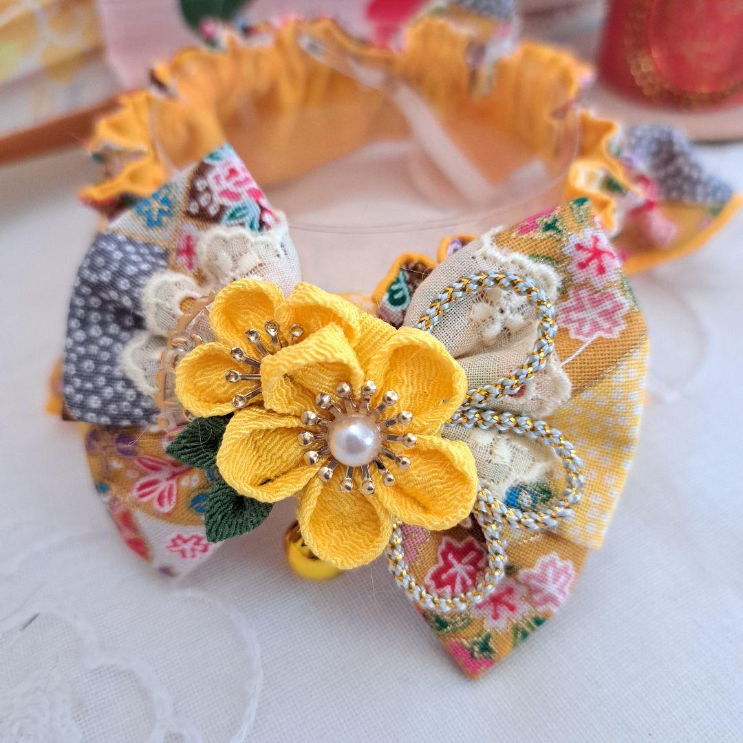 短毛シュシュ、和風妻み細工わんちゃん猫ちゃん用