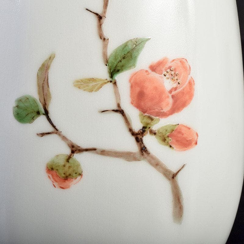 広瀬義之作　色絵　ぼけ之図　面取り壷　共布共箱　V　R9186B