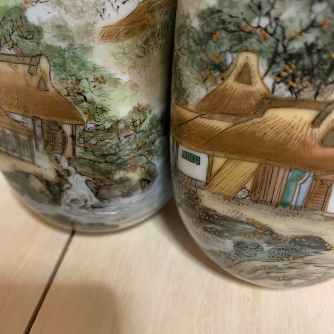 九谷　鏑木製　細密絵付　徳利　一対　共箱