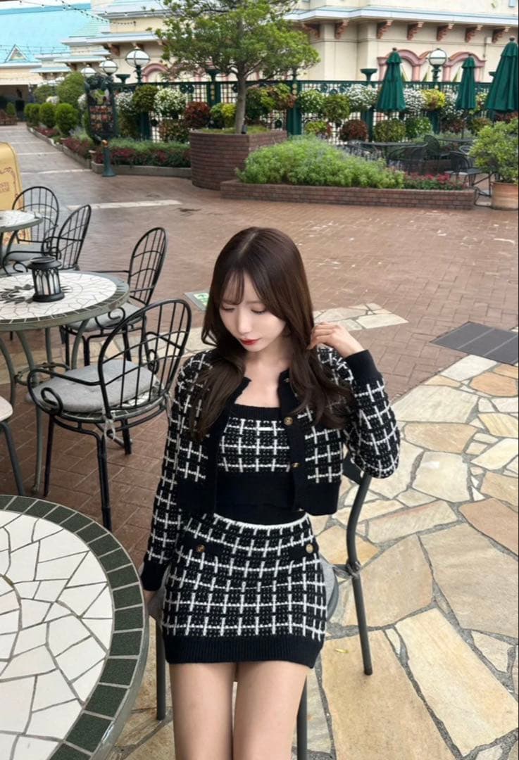 Kerry ツイードチェックニットセットアップ