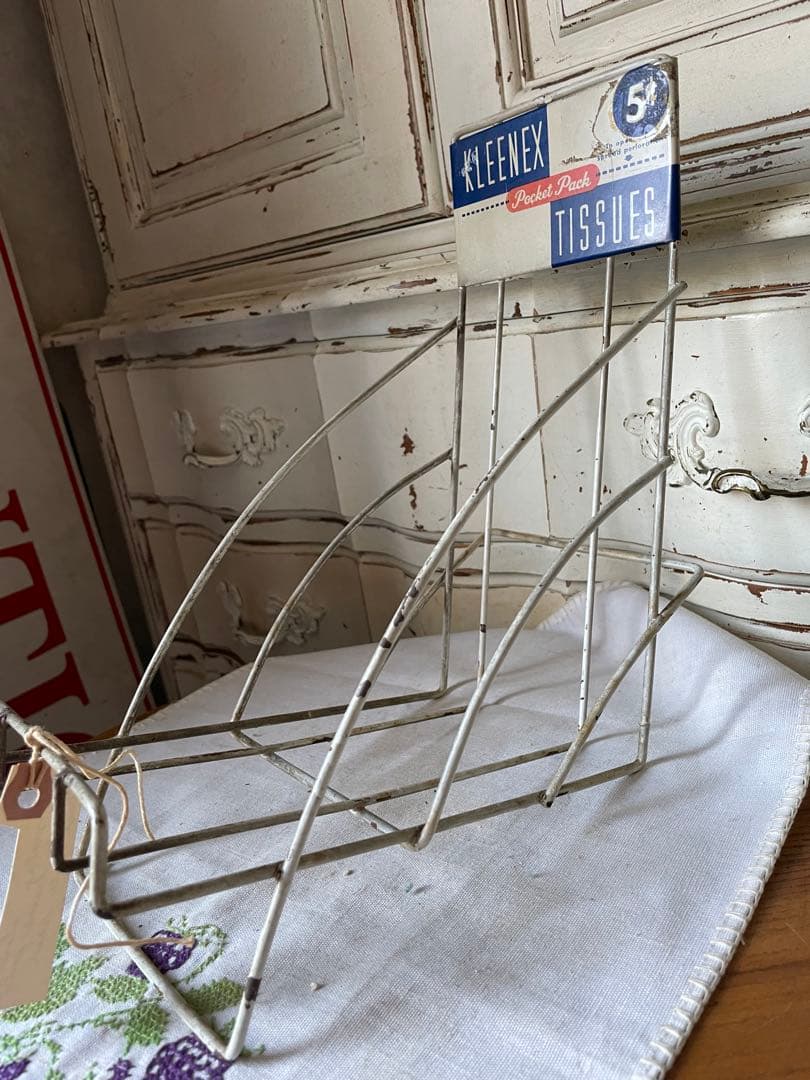 アンティーク　ワイヤー　ディスプレイ　ラック　スタンド　飾り棚　看板　プレート