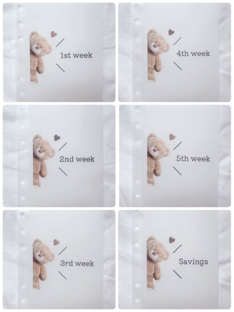 Reeeさま お打合せ用 ひょっこりくまさん 週別リフィル 貯金シート付