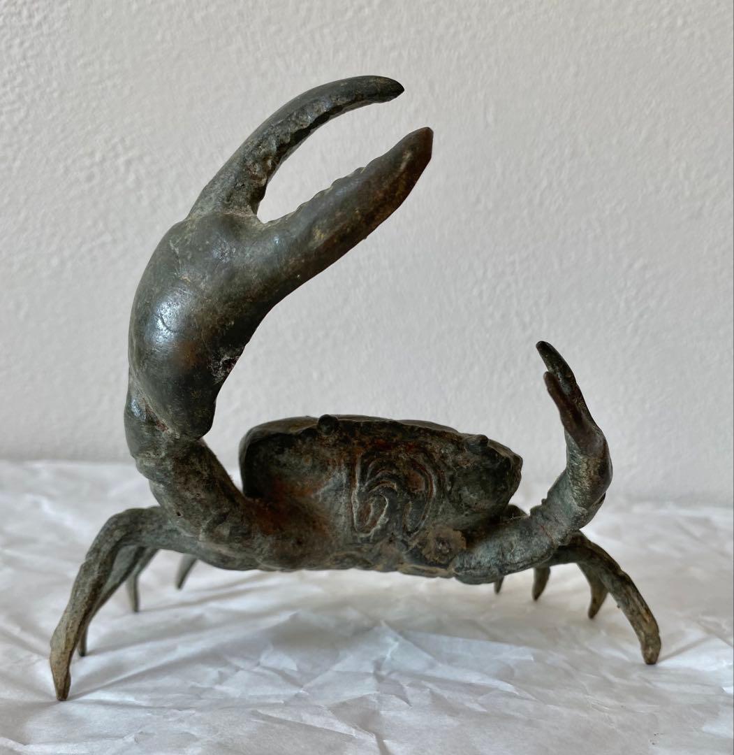 古銅カニ置物　蟹置物(大型)