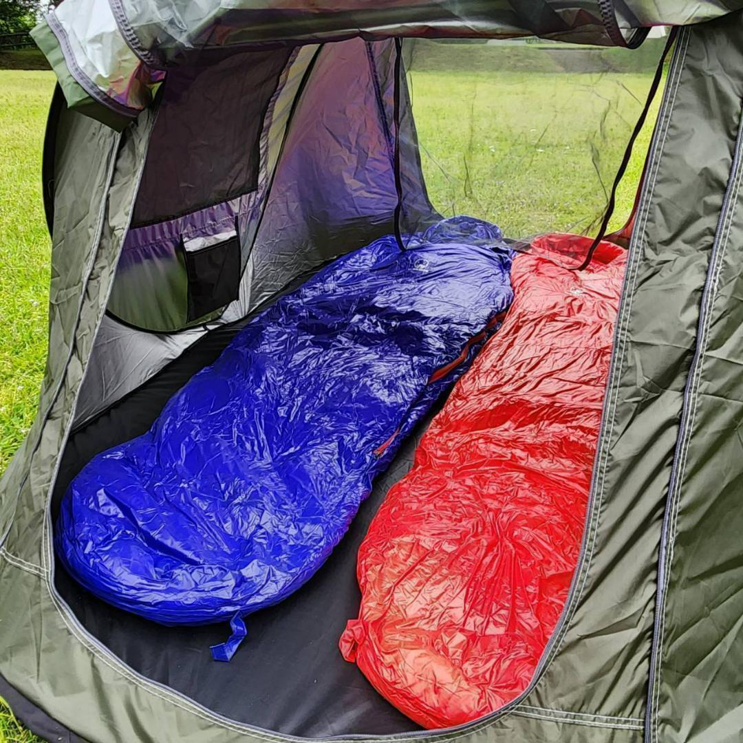 ✨後悔しない寝袋選び✨アウトドア　マミー型寝袋　ダウンシュラフ　ブルー 1000