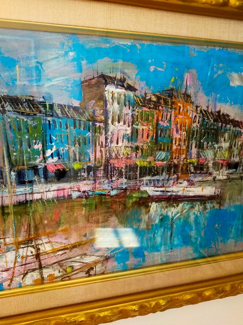 港の風景 油彩画 6f　[脇田　洋](オン　フルール)特価 ¥20000~!!