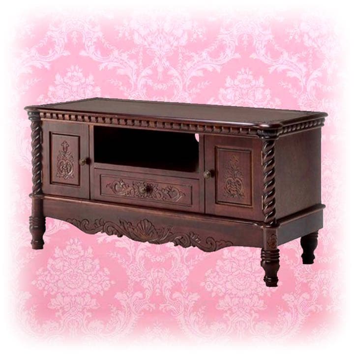 アンティーク マホガニー 猫脚 装飾 テレビボード テレビ台 ロココ 彫刻 家具
