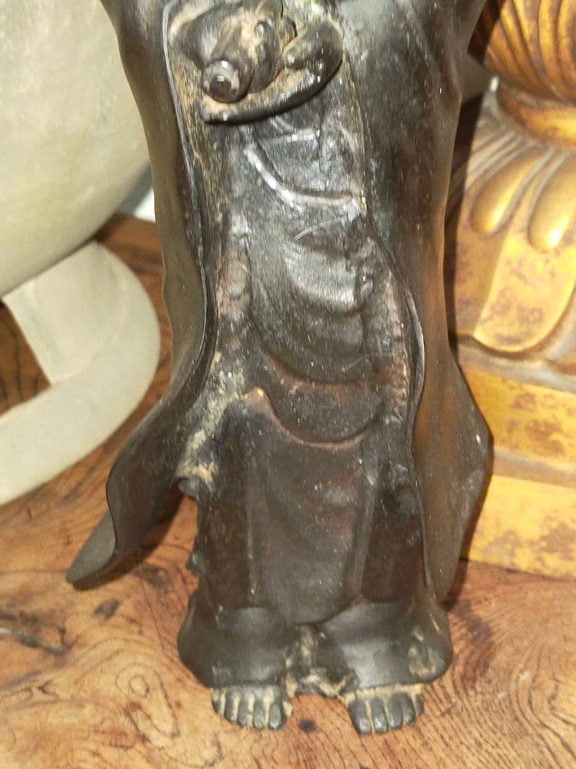 ♥値下げ！　銅製　観音像　在銘　観音様　ブロンズ像　仏像　骨董　古玩