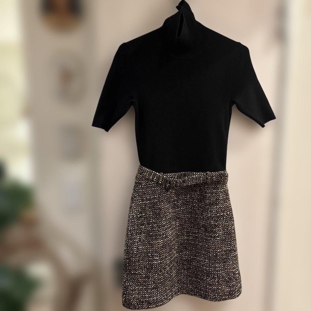 Theory　セオリー　ドッキング　ワンピース　リブ　ニット　ツイード