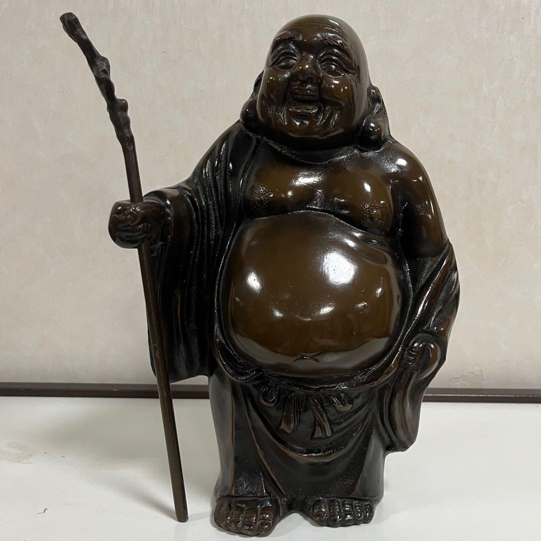 布袋さま【ブロンズ像】　　　銅製置物　　　　　　　　　　　アンティーク七福神仏像