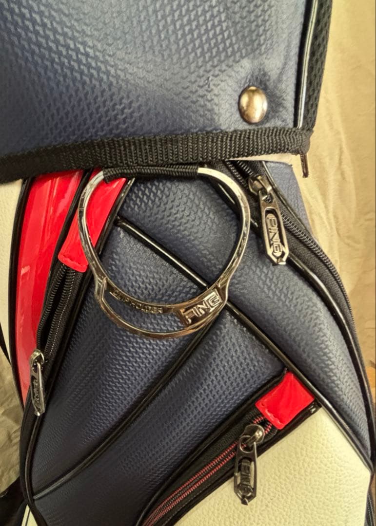 PING キャディバッグ ゴルフバッグ　ネイビー/ホワイト/レッド　メンズ