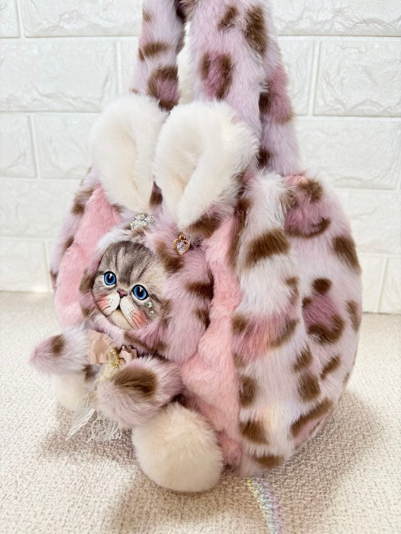 ね*】様 コヤンイサムチョン　ファーバッグ　ルミちゃん　ヒョウ柄ピンク　うさちゃ