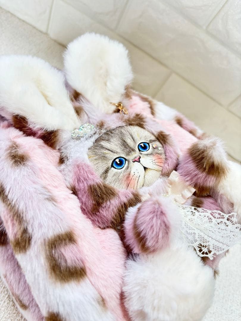 ね*】様 コヤンイサムチョン　ファーバッグ　ルミちゃん　ヒョウ柄ピンク　うさちゃ