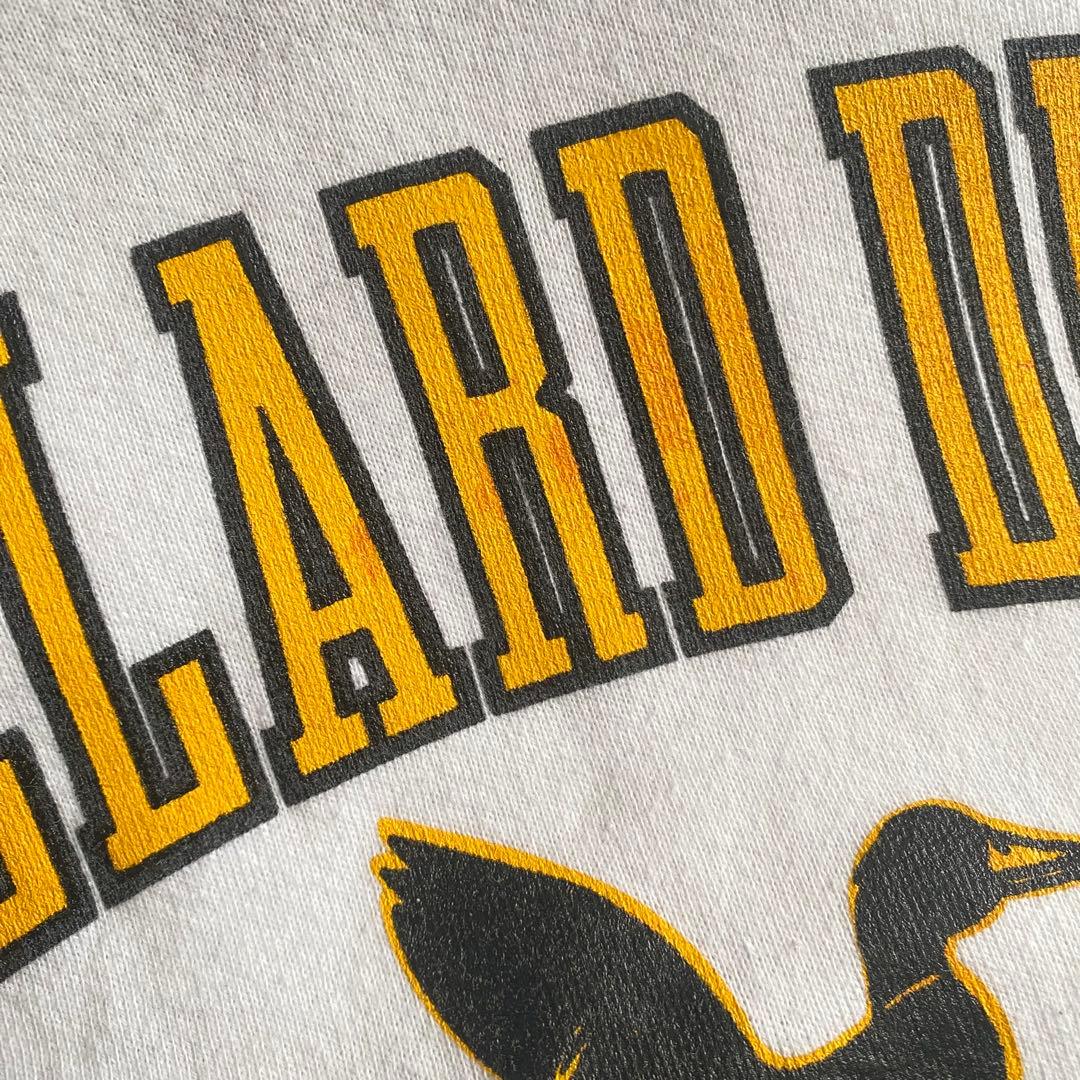 レアカラー好デザイン90sラッセル4段プリントUSA製スウェット白XL