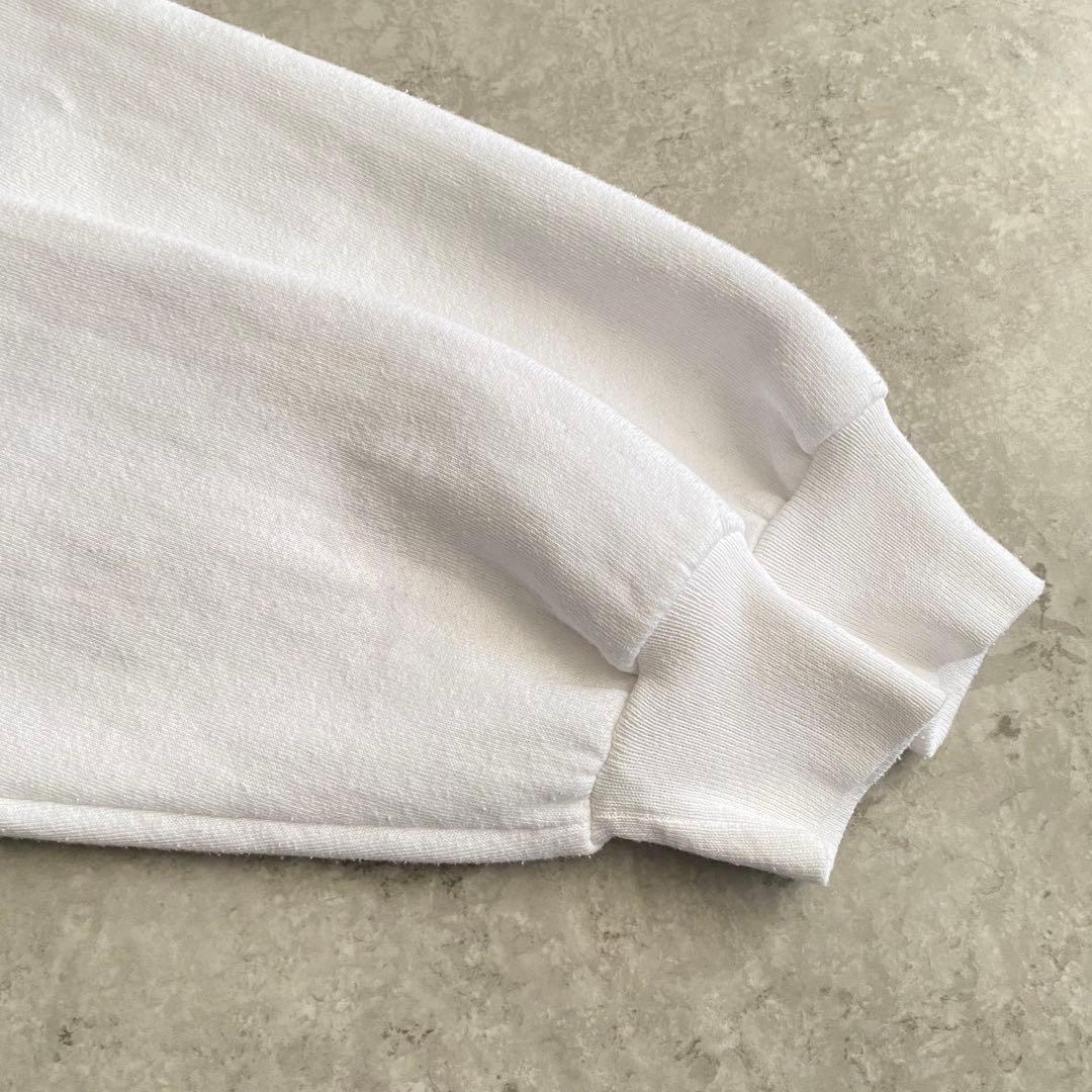 レアカラー好デザイン90sラッセル4段プリントUSA製スウェット白XL