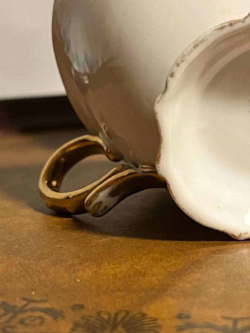 美品　オールドノリタケ　マルキ印　青と薔薇の装飾　金彩　ティーセット