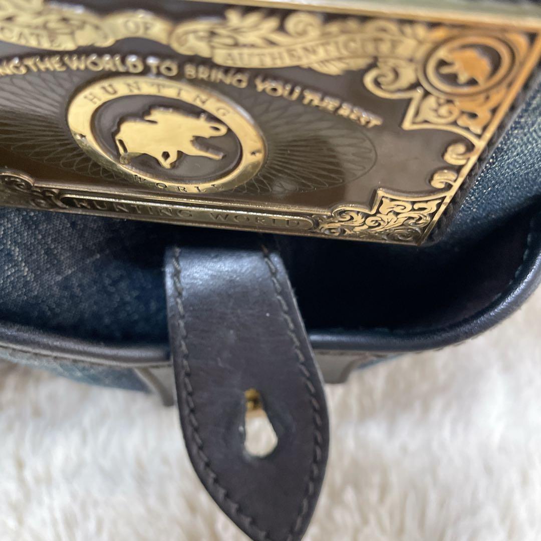 【希少】HUNTING WORLD デニム×レザー ショルダーバッグ 斜め掛け