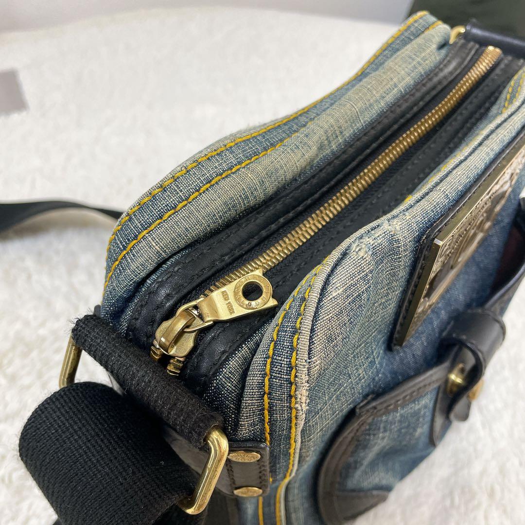 【希少】HUNTING WORLD デニム×レザー ショルダーバッグ 斜め掛け