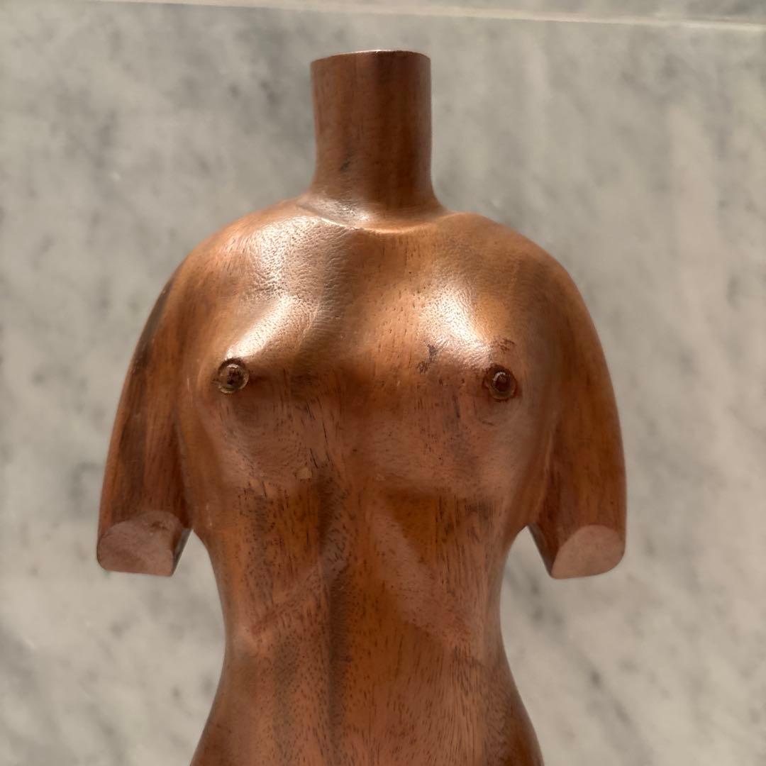 アメリカビンテージ　ミッドセンチュリー生命感のある造形美　裸婦像の木彫り彫刻