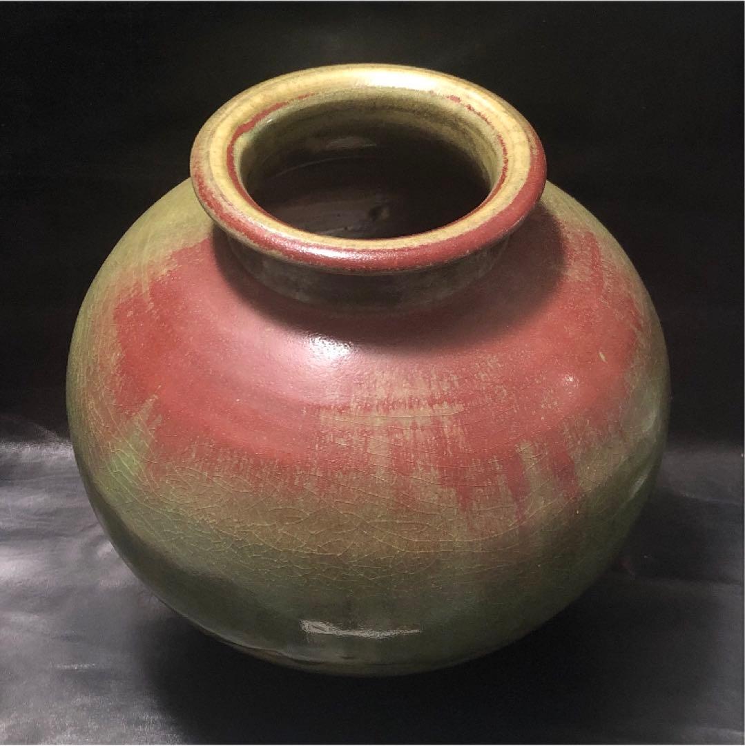 究極の古美術◾️蔵から美しく赤く色付いた梅の様なステキな壺、壷、花瓶が出てきました