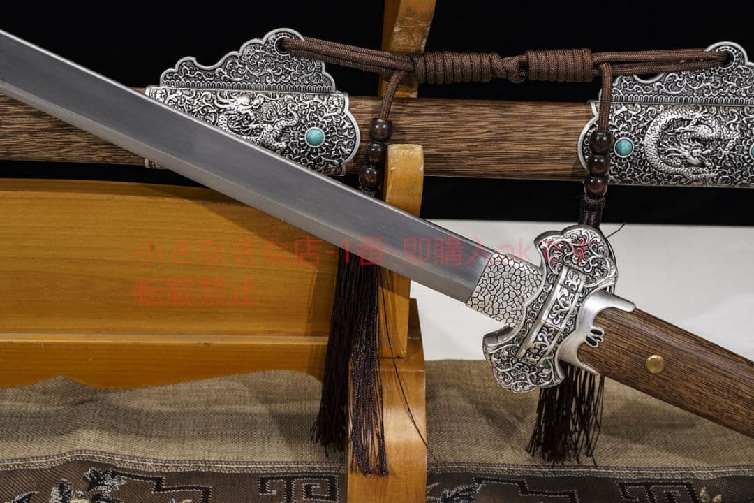 シルバーキリン唐横刀高マンガン鋼  古兵器 武具 刀装具 日本刀 模造刀 居合刀