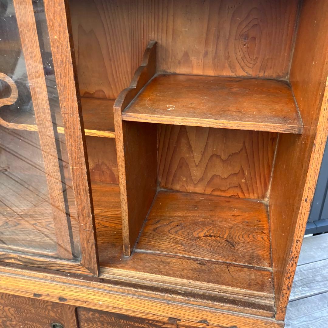 昭和レトロ 茶箪笥 飾り棚 ガラス扉 サイドボード 古家具 古民家ビンテージ