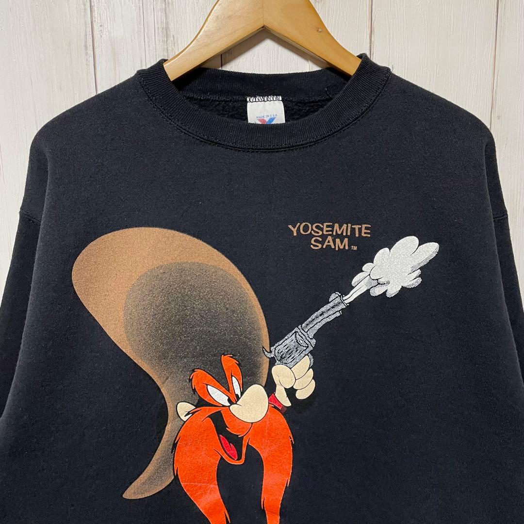 90s USA製 ARTEX ルーニーテューンズ ヨセミテサム 黒 スウェット