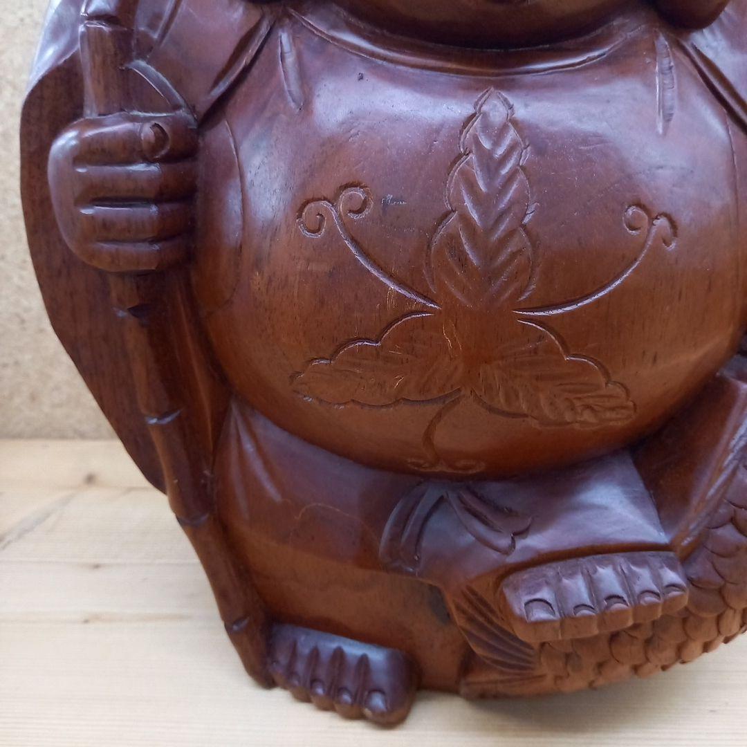 木彫　福の神　彫刻　恵比寿　縁起物　置物　手彫