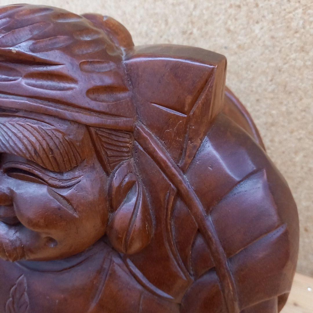 木彫　福の神　彫刻　恵比寿　縁起物　置物　手彫