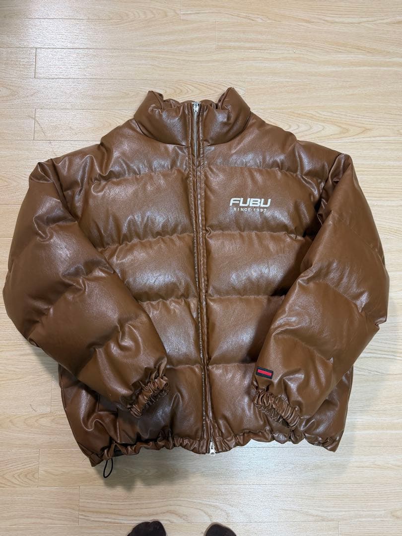 FUBU フェイクレザー 中綿 ダウンジャケットL ブラウン
