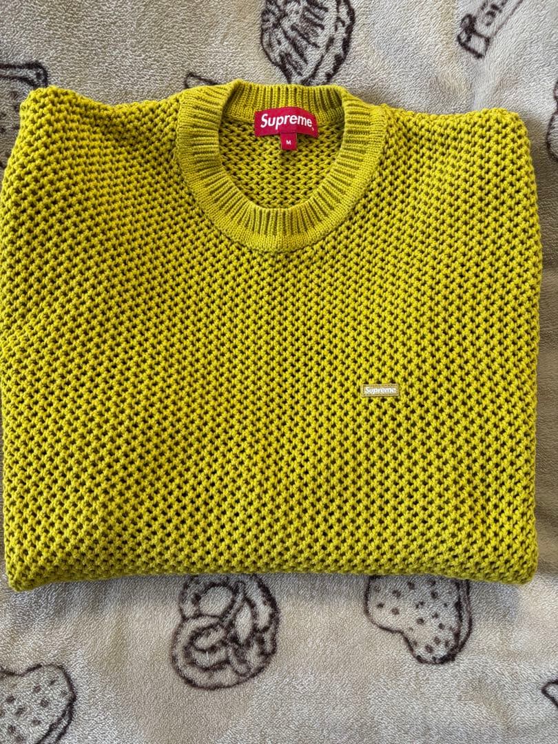Supreme メッシュ編み イエローニットセーター(リモード)