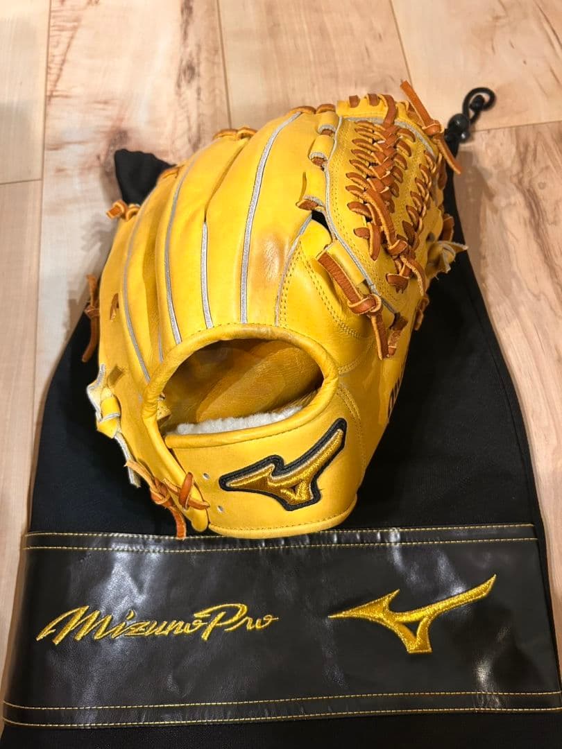 ミズノプロ　軟式　内野手　サイズ9　イエロー 収納袋付き