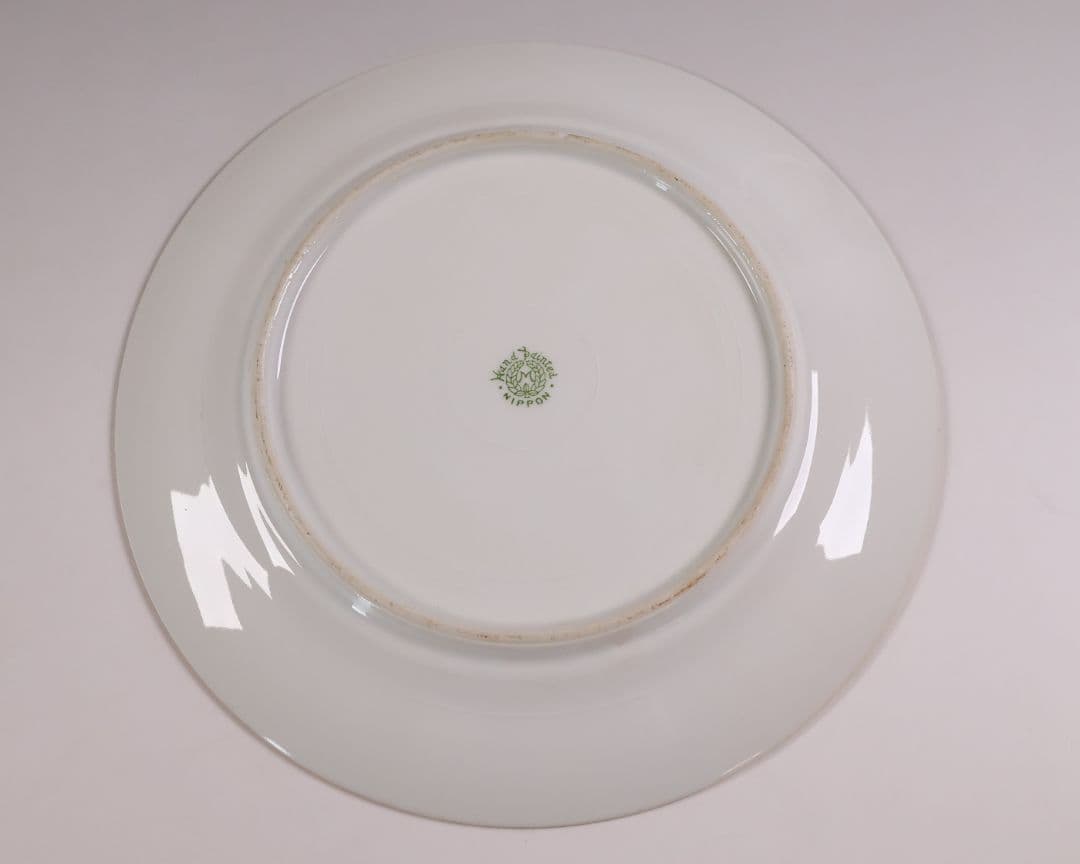 【CM298】オールドノリタケ 鹿 皿 プレート 金彩 盛上 緑 グリーン 明治