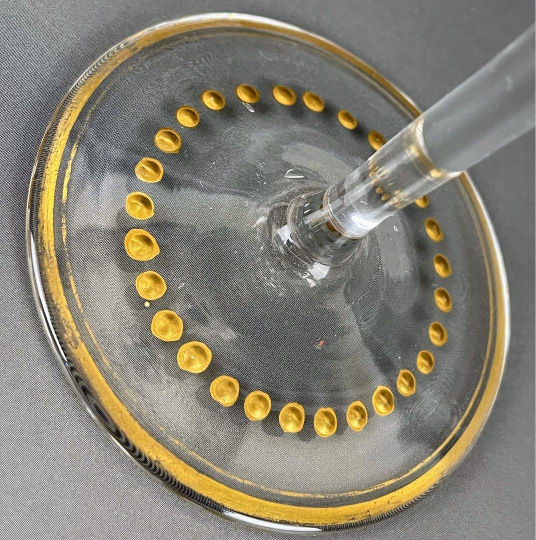 ボヘミアンガラス 盛上金彩 エナメル彩 ワイングラス ボヘミア グラス 金盛り