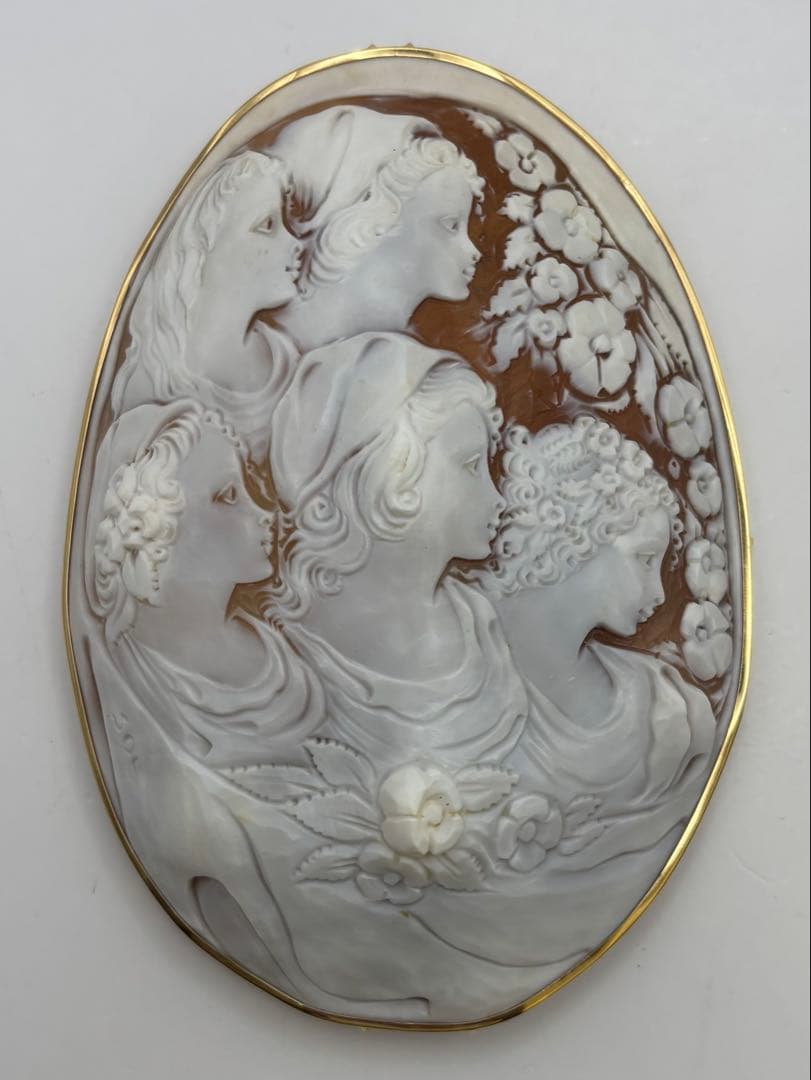 シェルカメオ チロソルヴィーノ ブローチ ペンダントトップ K18刻印 超特大