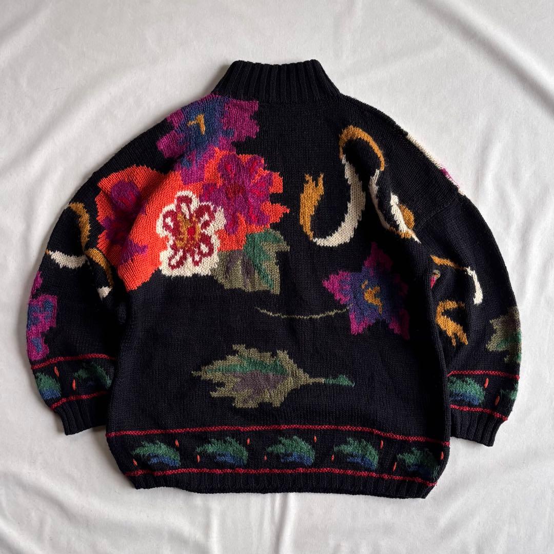 トップス 80s-90s VINTAGE flower pattern wool knit