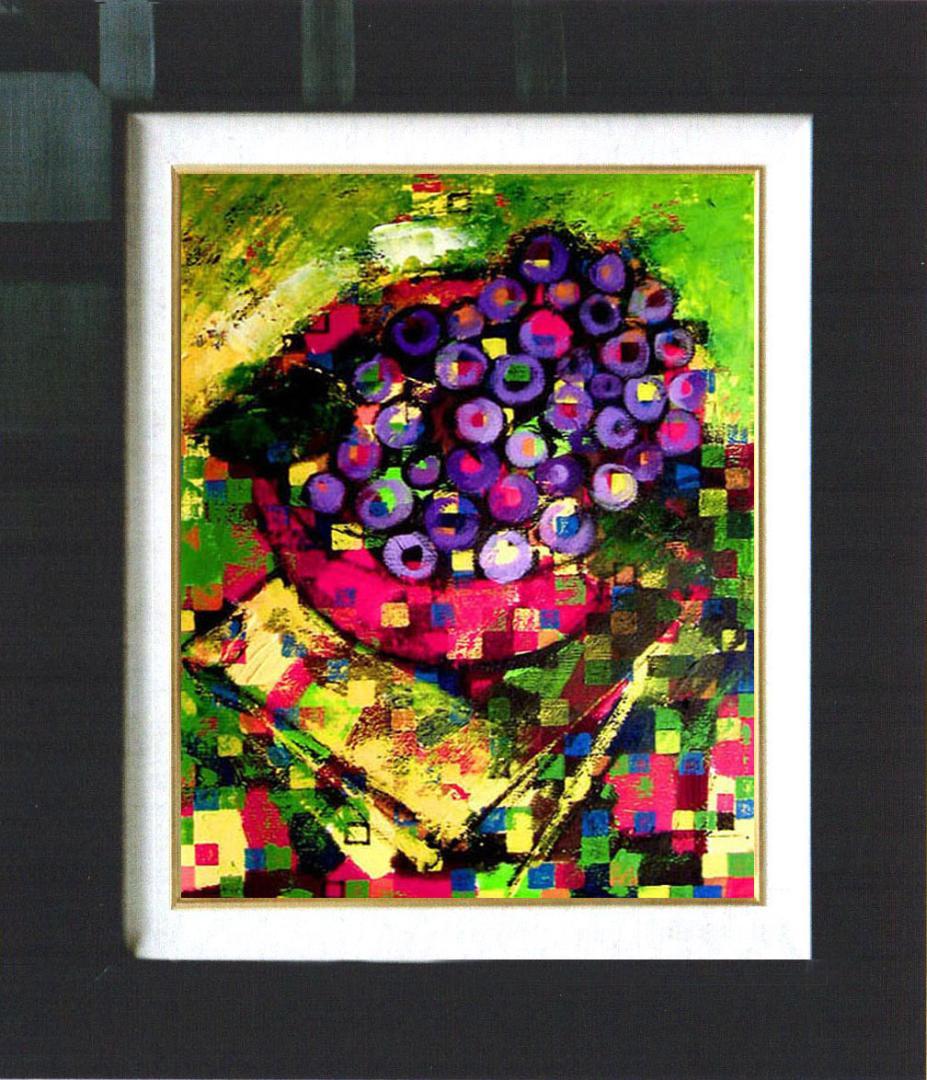 油絵 菅家令子 絵 絵画 インテリア uF6-063004 静物 果物 ぶどう