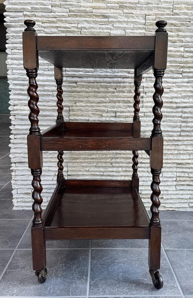 売約済み　英国　アンティーク トローリー メンテナンス済み　オーク材 ワゴン