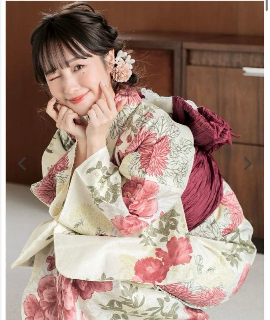 Dita 浴衣・帯・下駄セット 赤 夏の牡丹重ね