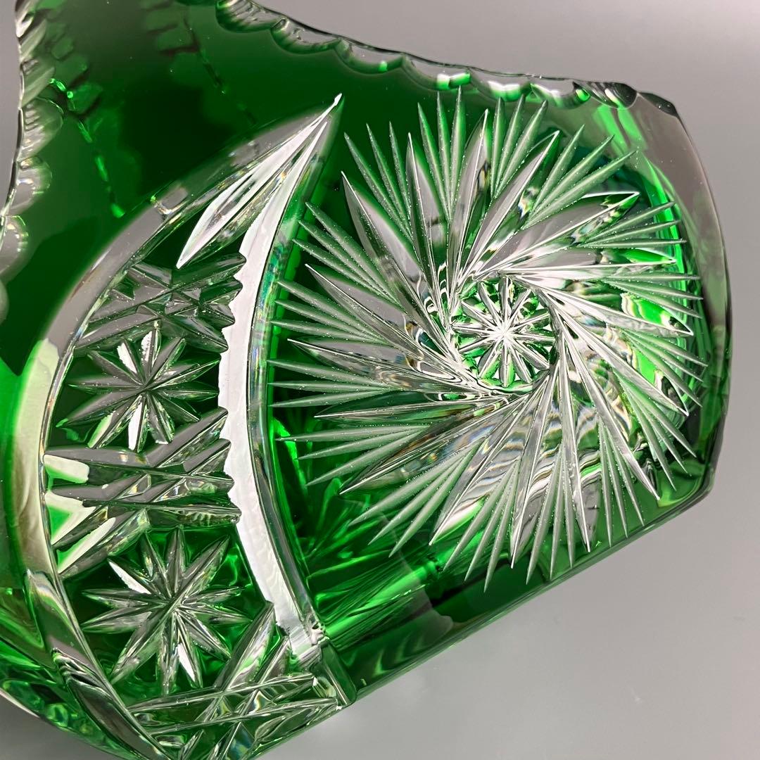 希少 切子 クリスタル カット ガラス バスケット 鉢 オブジェ 置物 小物入れ