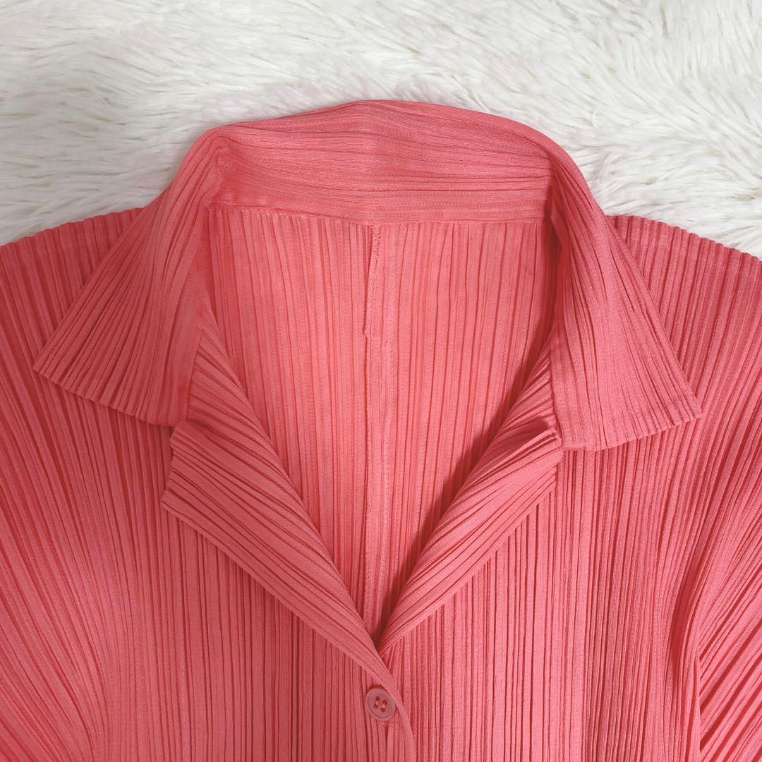 希少カラー 極美品 プリーツプリーズ イッセイミヤケ ブラウスシャツ ピンク