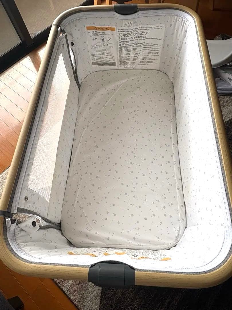 【美品】maydolly 折りたたみ式ベビーベッド グレー