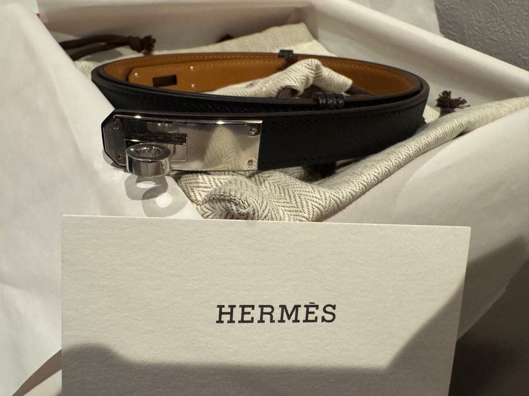 新品未使用　エルメス ケリーベルト18 ブラック/シルバー金具 黒　K刻印