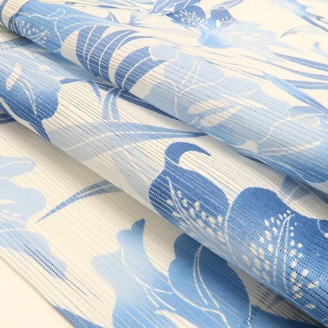 blue 新品 綿絽 撫松庵 百合ぼかし 夏着物 小紋 浴衣 6264