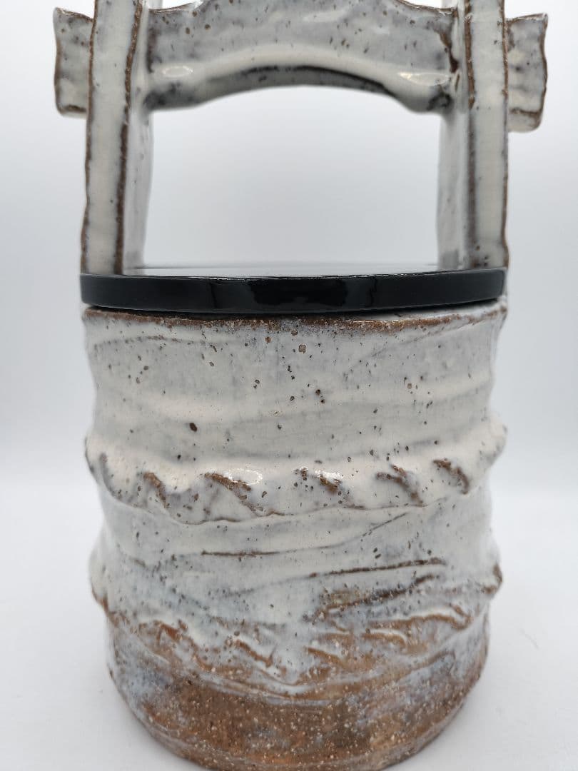 c912 水指 萩手桶割蓋付 司希衛門 木箱 茶道具 古物