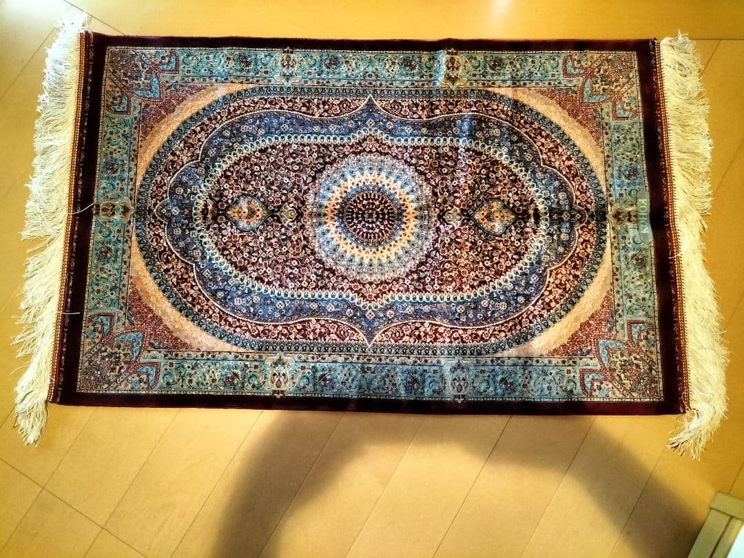 最後1品のみ展示品ペルシャ絨毯クムシルクカーペット玄関マット