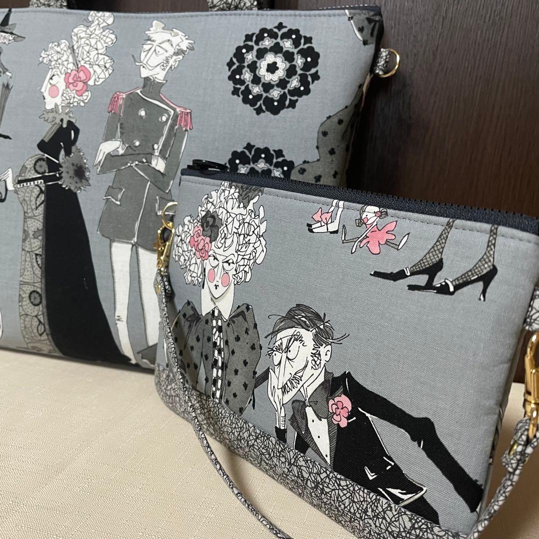 ♡ガストリー家族の再会グレー系で2個♡ハンドメイド　アレキサンダーヘンリー