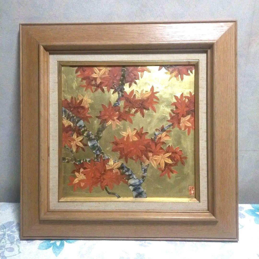 日本画 漆画・七宝？ 木製フレーム