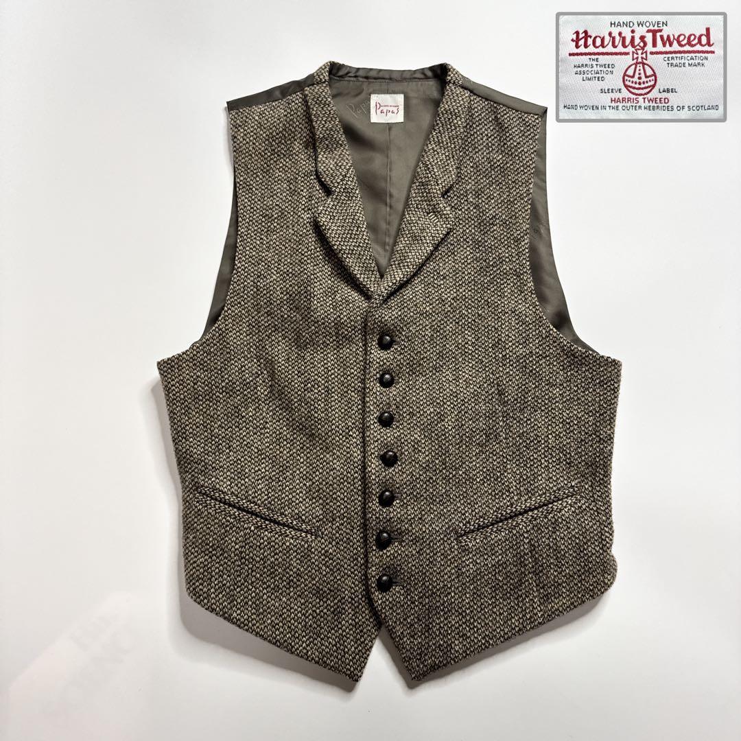 【美品】Papas パパス　ハリスツイード　ベスト　M