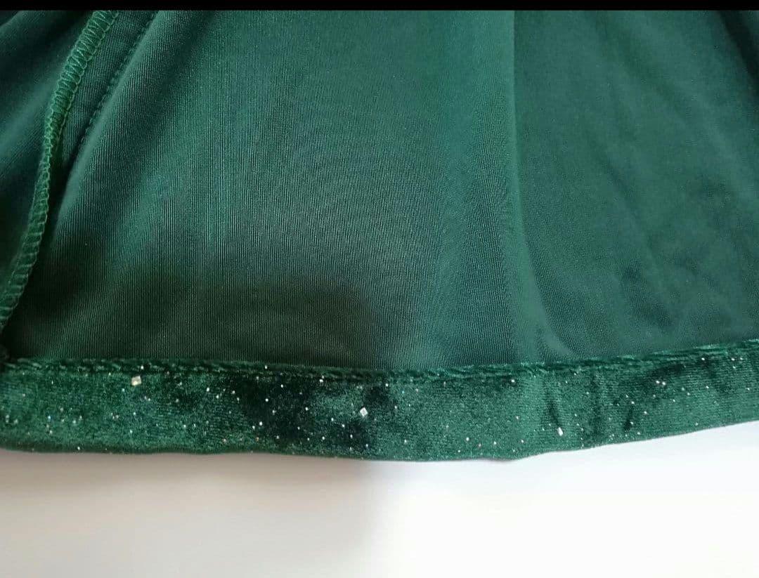 ☆新品未使用☆MMJ　フラドレス　XS-Sサイズ　ベロア　ラメ入　濃いグリーン